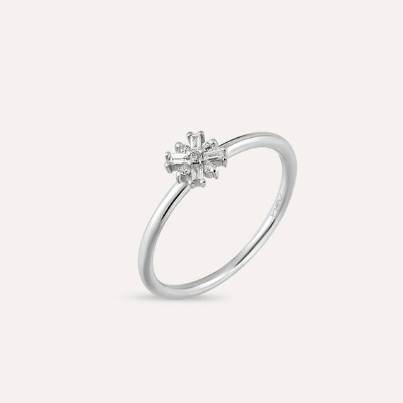 0.09 CT Baguette Cut Diamond White Gold Minimal Ring - 4
