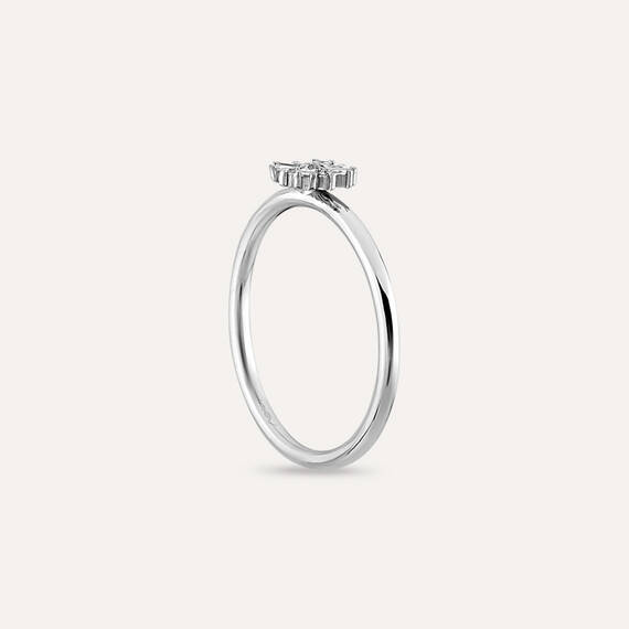 0.09 CT Baguette Cut Diamond White Gold Minimal Ring - 6