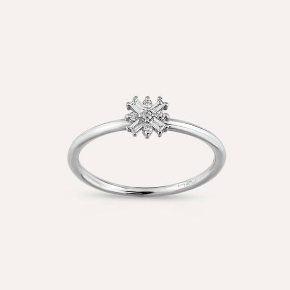 0.09 CT Baguette Cut Diamond White Gold Minimal Ring - 1