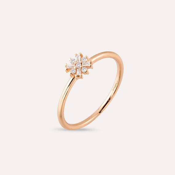 0.12 CT Baguette Cut Diamond Rose Gold Ring - 5