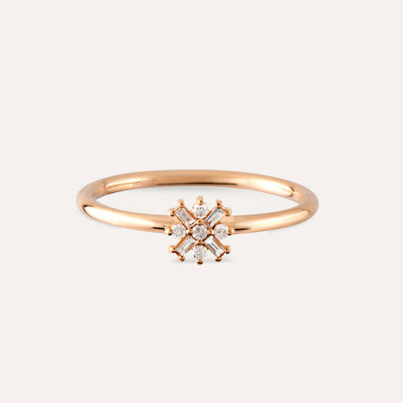 0.12 CT Baguette Cut Diamond Rose Gold Ring - 7