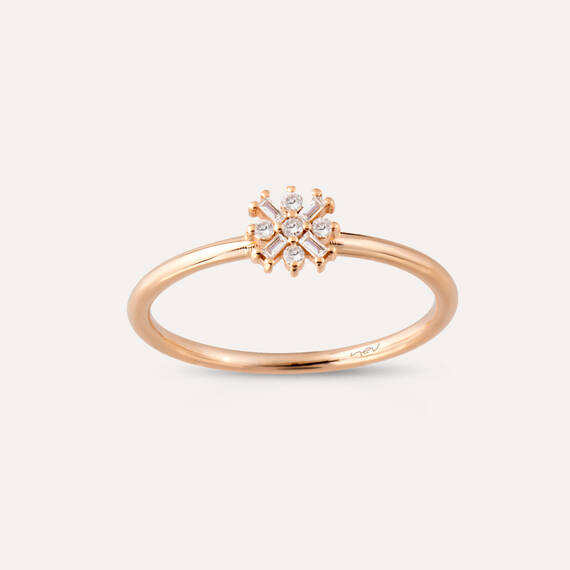 0.12 CT Baguette Cut Diamond Rose Gold Ring - 1