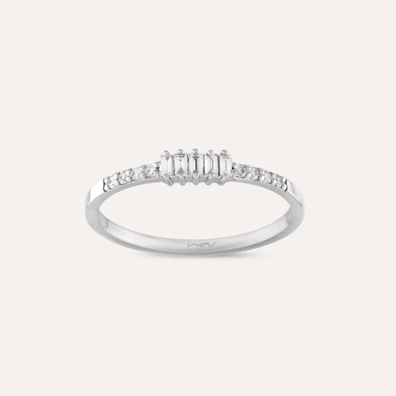 0.13 CT Baguette Cut Diamond White Gold Ring - 1