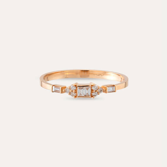 0.14 CT Baguette Cut Diamond Rose Gold Ring - 6