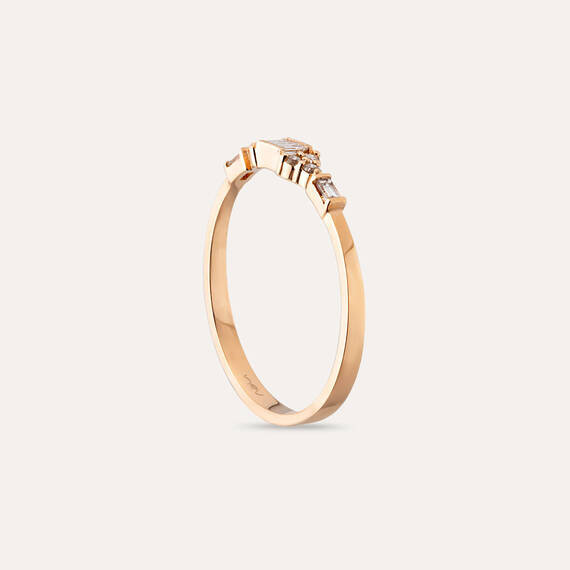 0.14 CT Baguette Cut Diamond Rose Gold Ring - 5