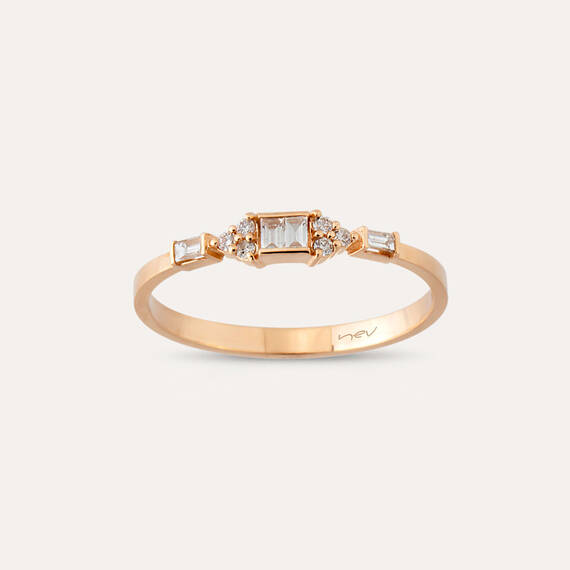 0.14 CT Baguette Cut Diamond Rose Gold Ring - 1