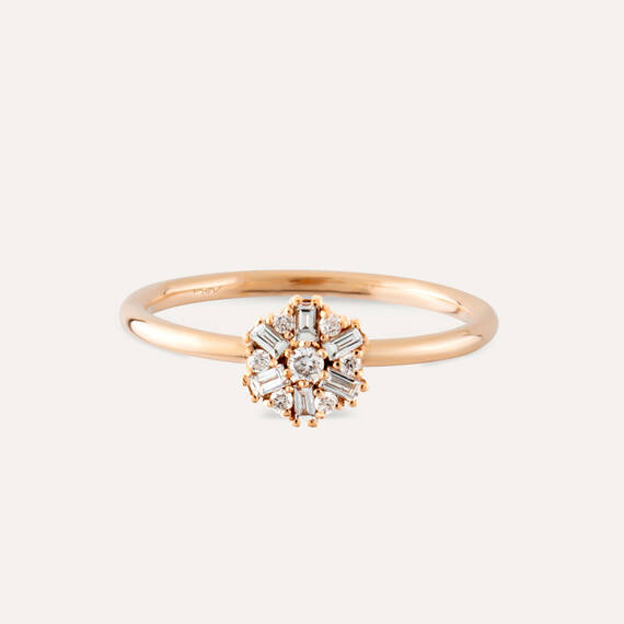 0.15 CT Baguette Cut Diamond Rose Gold Ring - 6