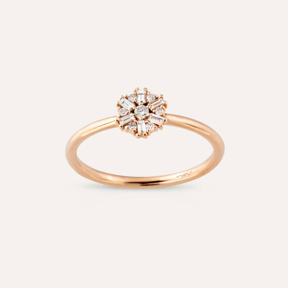 0.15 CT Baguette Cut Diamond Rose Gold Ring - 1