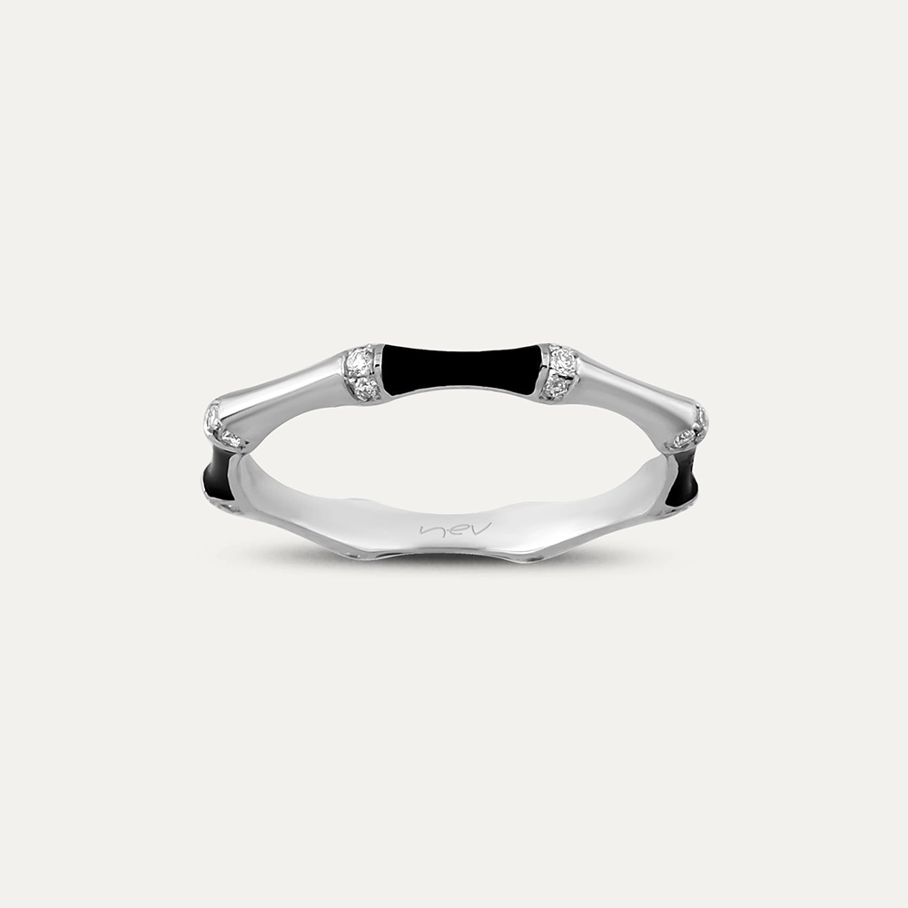 0.15 CT Diamond and Black Enamel Ring - 1