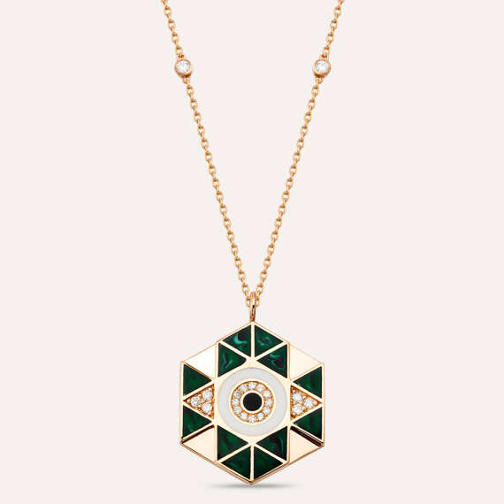 0.18 CT Diamond and Enamel Rose Gold Necklace - 3