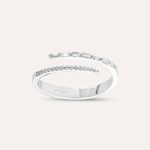 0.19 CT Baguette Cut Diamond White Gold Ring - 1