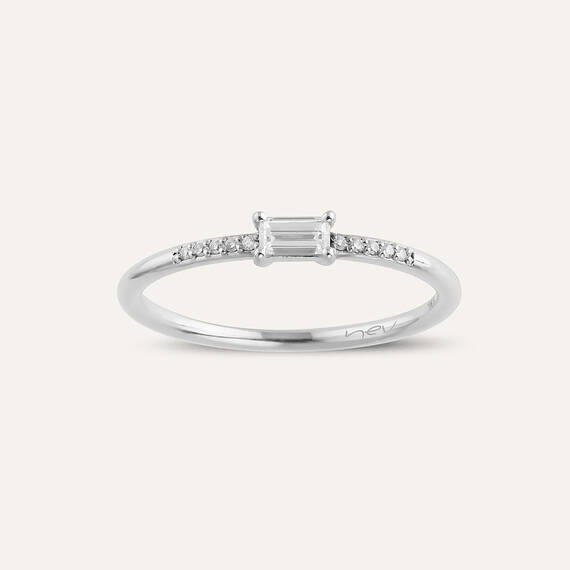 0.19 CT Baguette Cut Diamond White Gold Ring - 1