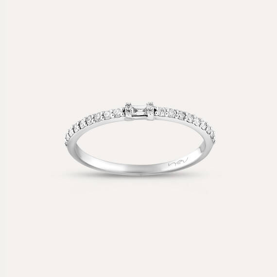 0.24 CT Baguette Cut Diamond White Gold Ring - 1