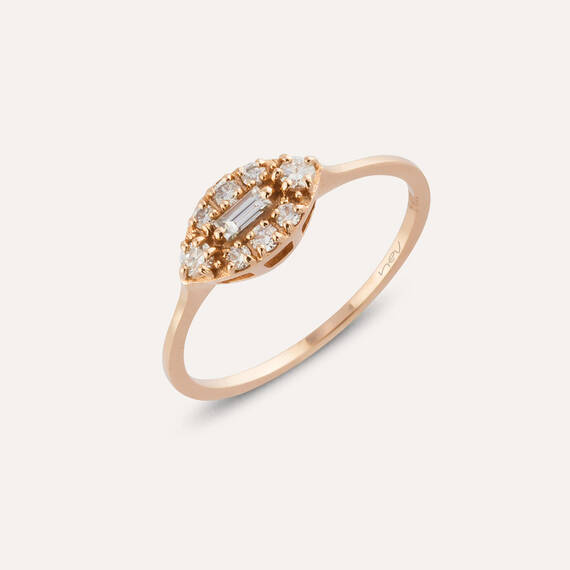 0.30 CT Baguette Cut Diamond Rose Gold Ring - 4