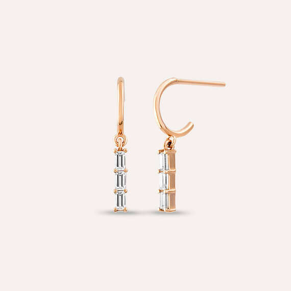 0.34 CT Baguette Cut Diamond Dangling Earring - 1