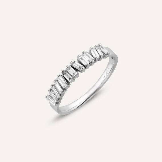 0.35 CT Baguette Cut Diamond White Gold Ring - 2