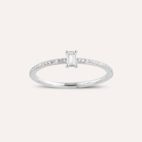 0.38 CT Baguette Cut Diamond White Gold Ring - 2