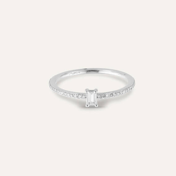 0.38 CT Baguette Cut Diamond White Gold Ring - 3