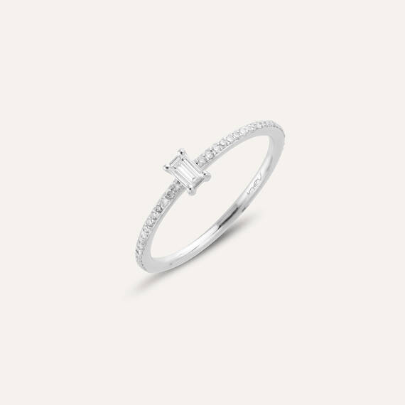 0.38 CT Baguette Cut Diamond White Gold Ring - 4