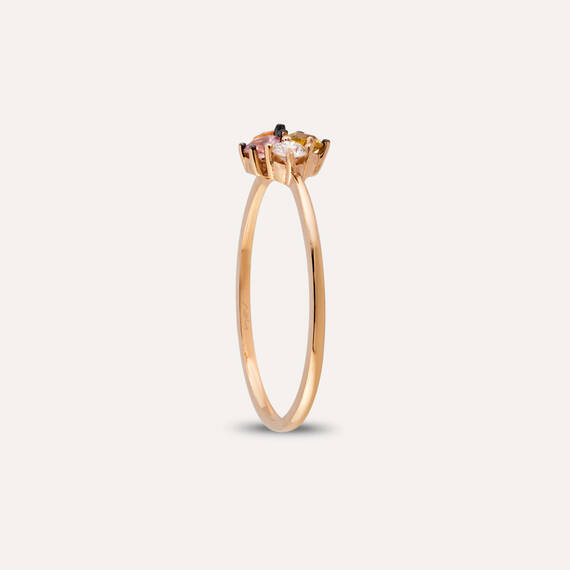 0.46 CT Multicolor Sapphire and Diamond Rose Gold Ring - 3