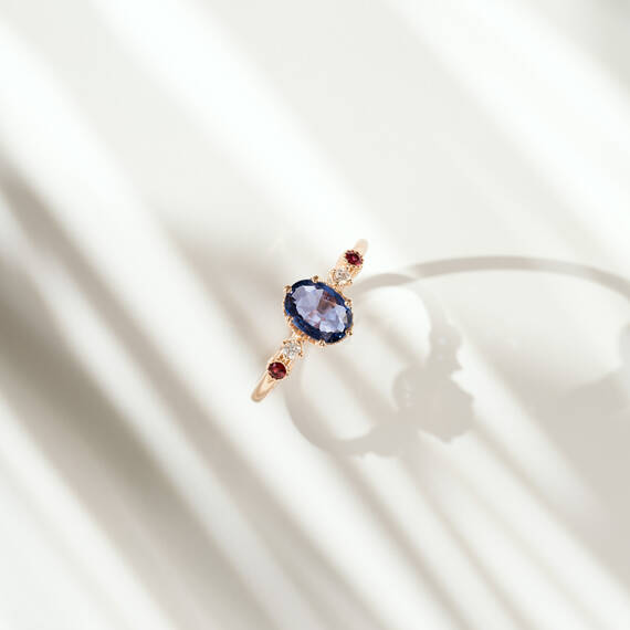 0.92 CT Blue Sapphire and Diamond Rose Gold Ring - 4