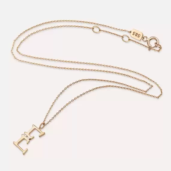 0.03 CT Baguette Cut Diamond E Letter Rose Gold Necklace - 2