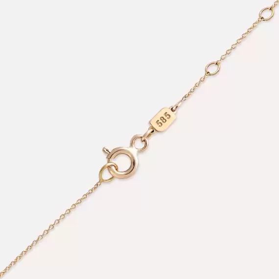 0.03 CT Baguette Cut Diamond E Letter Rose Gold Necklace - 4