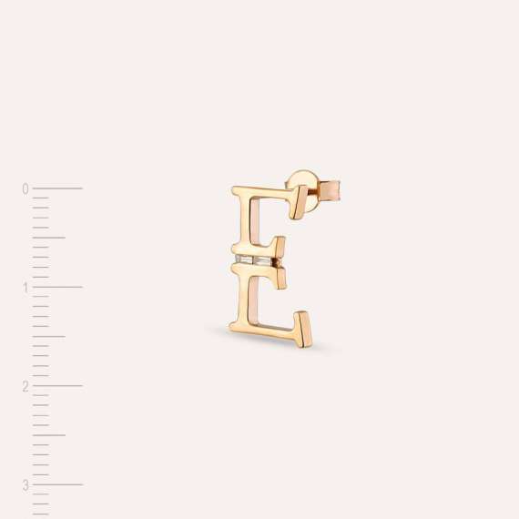 0.03 CT Baguette Cut Diamond E Letter Single Earring - 5