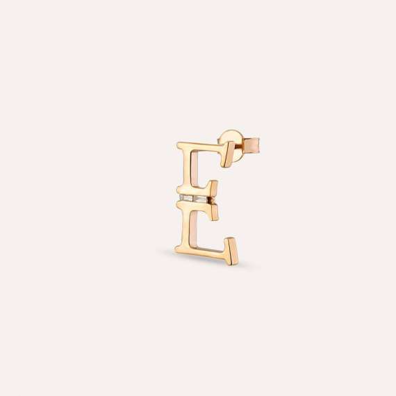 0.03 CT Baguette Cut Diamond E Letter Single Earring - 1