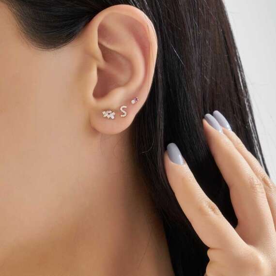0.03 CT Diamond and Amethyst Mini Single Earring - 2
