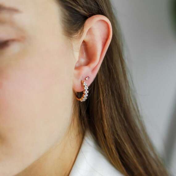 0.03 CT Diamond and Amethyst Mini Single Earring - 4
