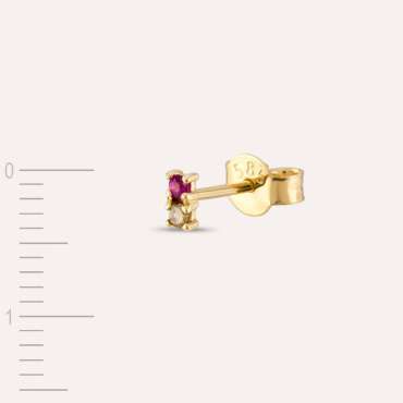 0.04 CT Brown Diamond and Ruby Mini Single Earring - 3