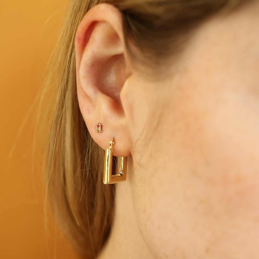 0.04 CT Brown Diamond and Ruby Mini Single Earring - 3