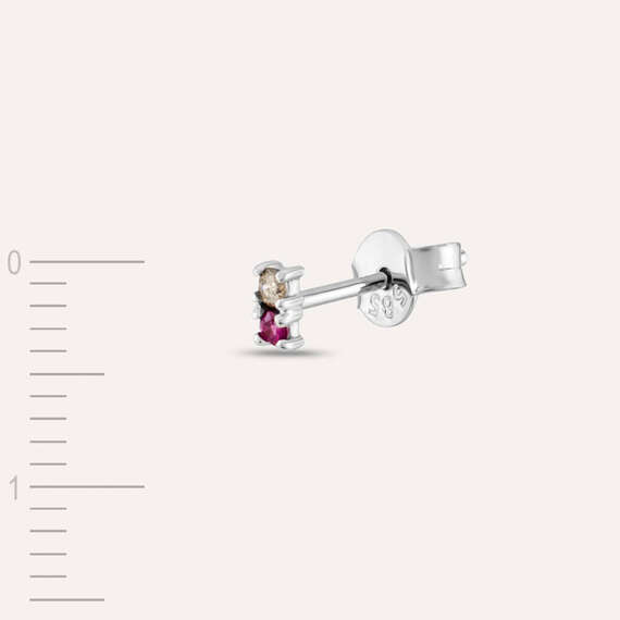 0.04 CT Brown Diamond and Ruby Mini Single Earring - 3