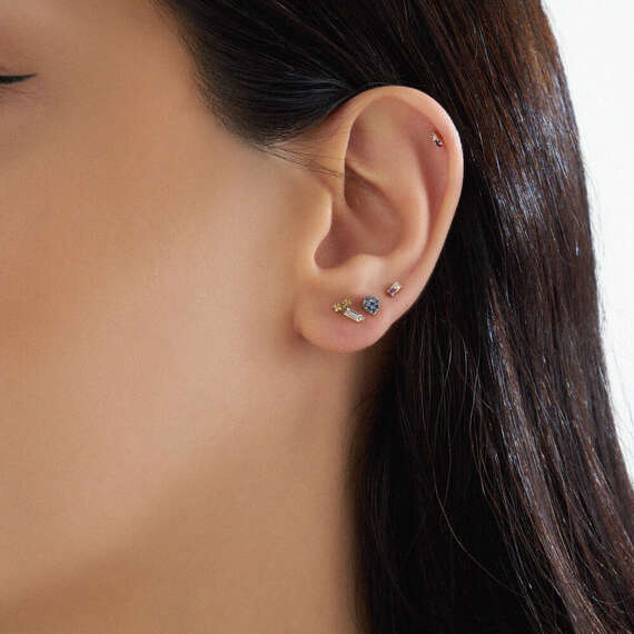 0.04 CT Diamond and Amethyst Mini Single Earring - 4