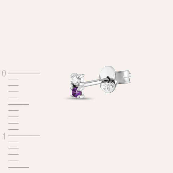 0.04 CT Diamond and Amethyst Mini Single Earring - 3