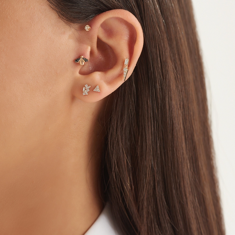 0.04 CT Diamond Rose Gold Mini Single Earring - 2