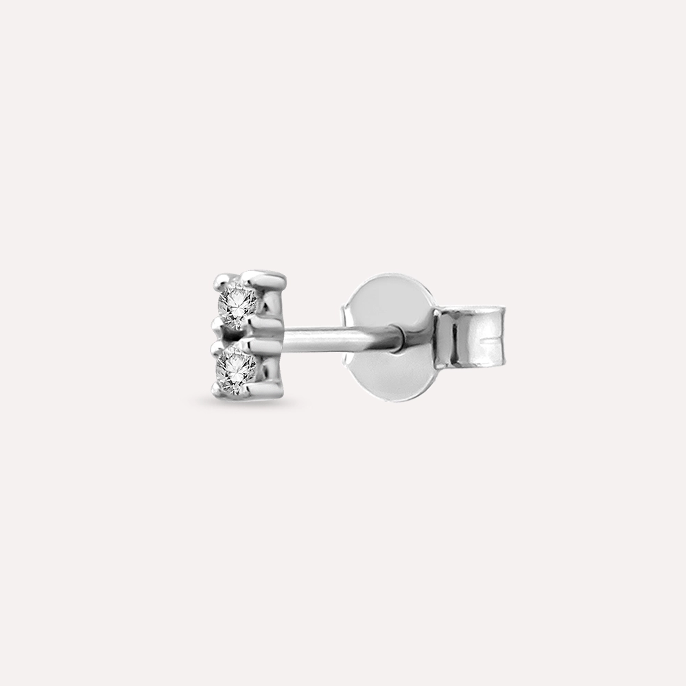 0.04 CT Diamond White Gold Single Earring - 1