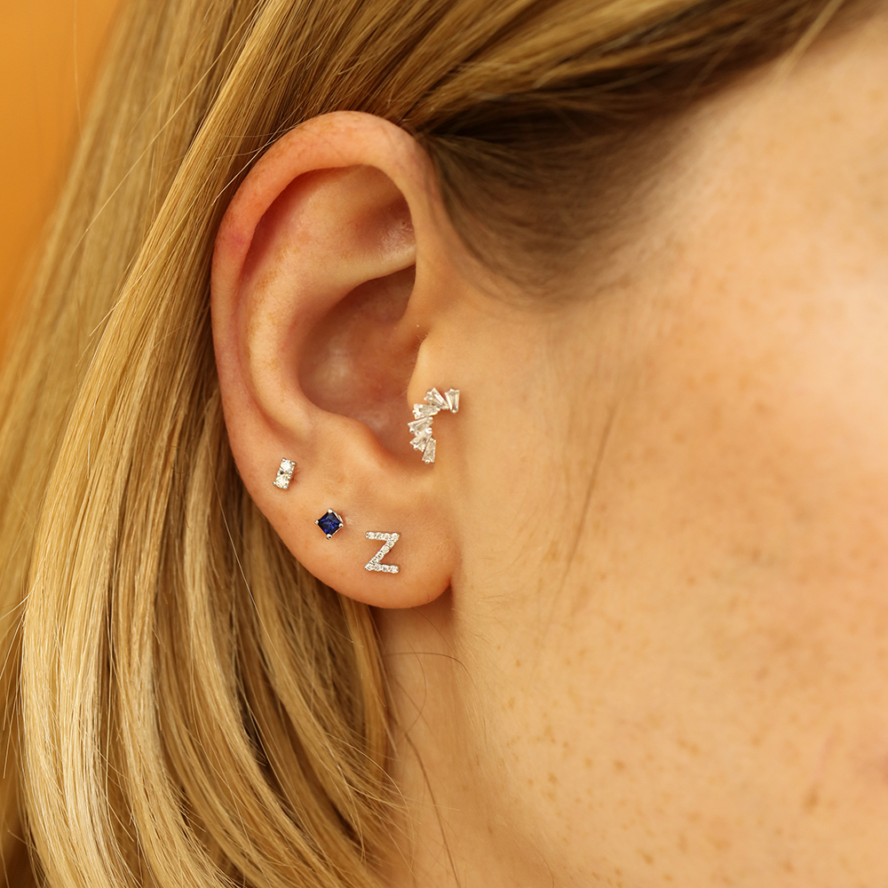 0.04 CT Diamond White Gold Single Earring - 2
