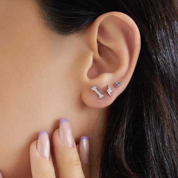 0.04 CT Emerald and Amethyst Mini Single Earring - 2