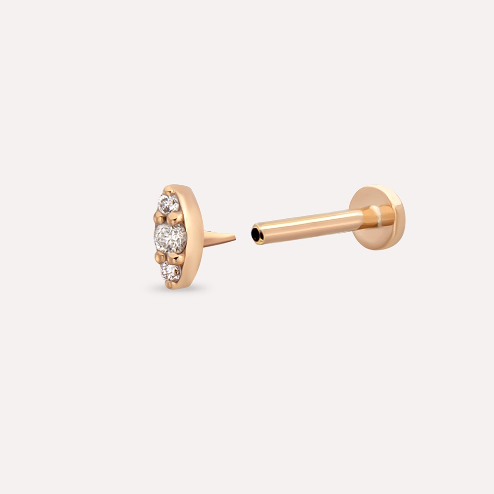 0.04 CT Pırlanta Taşlı Rose Altın Piercing - 3