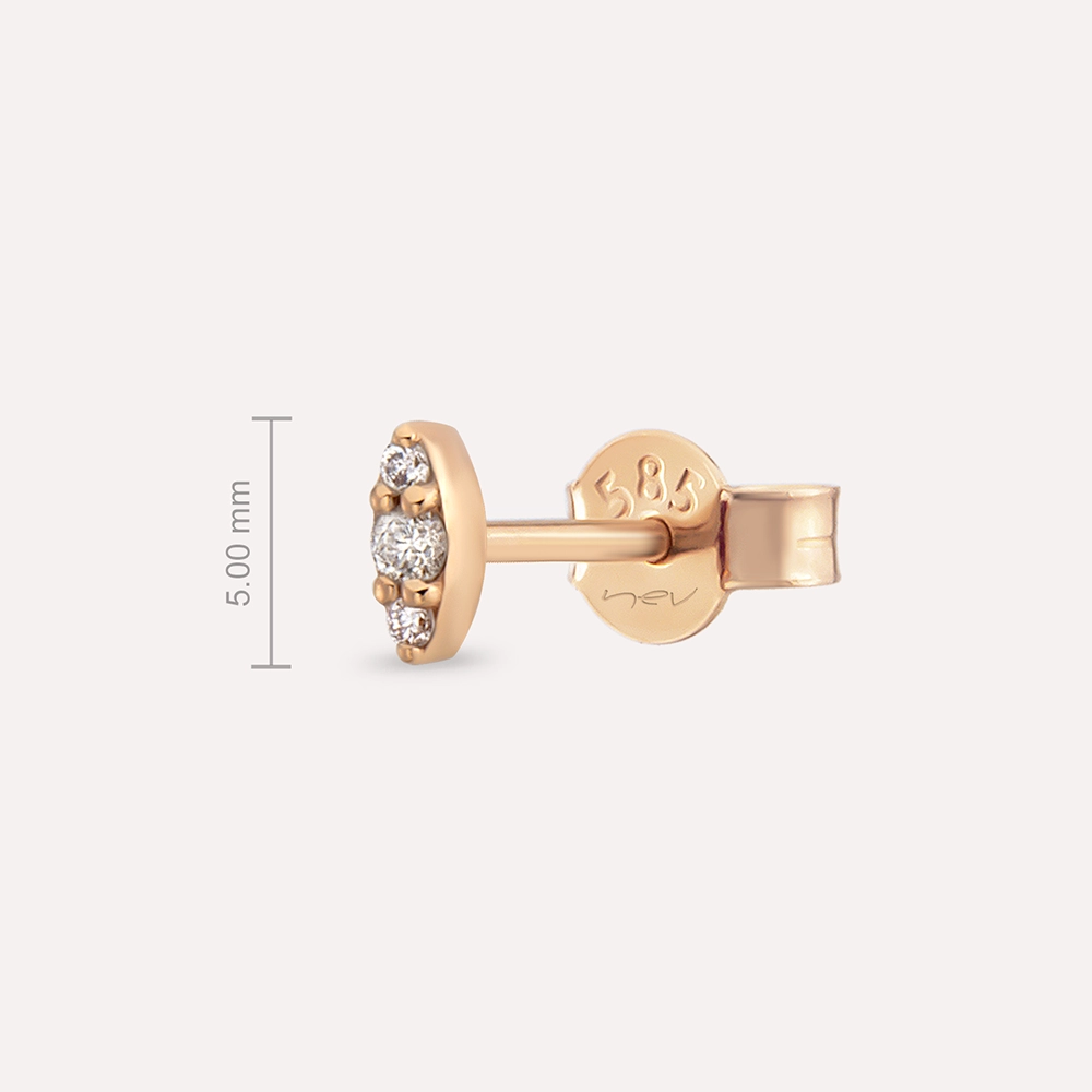 0.04 CT Pırlanta Taşlı Rose Altın Tek Küpe - 4