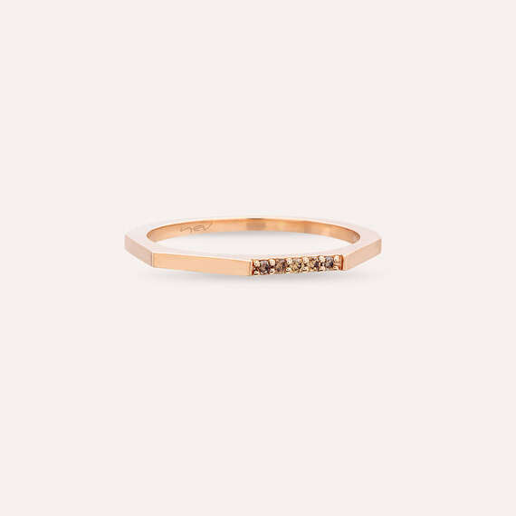 0.05 CT Brown Diamond Rose Gold Ring - 3