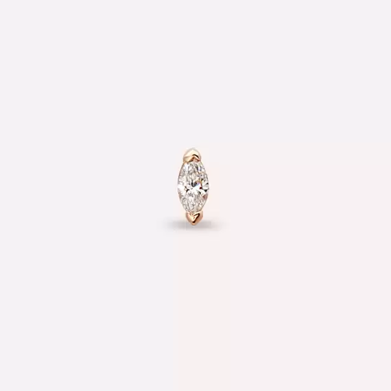 0.08 CT Markiz Kesim Pırlanta Taşlı Rose Altın Piercing - 2