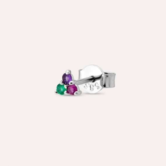 0.06 CT Amethyst, Emerald and Ruby Mini Single Earring - 1