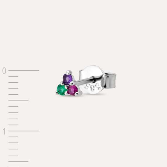 0.06 CT Amethyst, Emerald and Ruby Mini Single Earring - 3