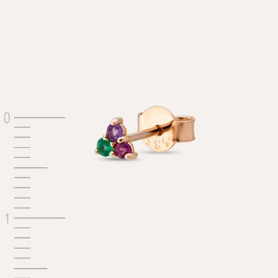 0.06 CT Amethyst, Emerald and Ruby Mini Single Earring - 3