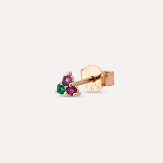 0.06 CT Amethyst, Emerald and Ruby Mini Single Earring - 1