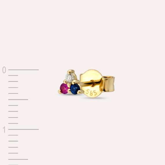 0.06 CT Diamond, Sapphire and Ruby Mini Single Earring - 3