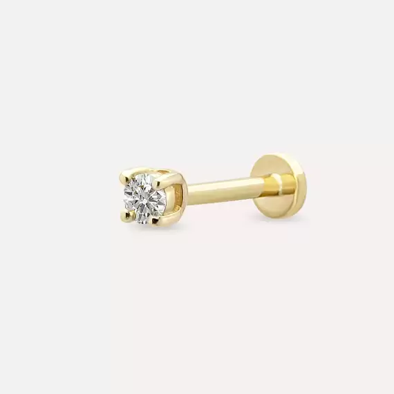 0.06 CT Diamond Yellow Gold Solitaire Piercing - 1